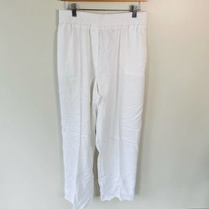 NWT Topshop 8 white gauze knit high rise wide leg pull on trousers casual pants